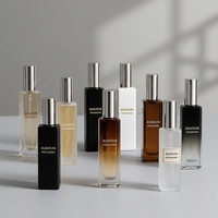 Bouteille de parfum vide de luxe, distributeur d'huile parfumée, logo personnalisé, petite bouteille de parfum noire givrée 50ml 20ml 15ml avec boîte