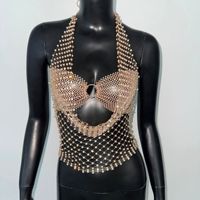 Ensemble deux pièces sexy pour femme, style débardeur brillant à strass, idéal pour festival de musique Ximang, collection transfrontalière