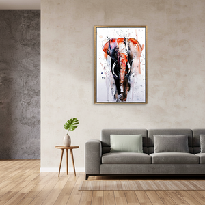 Elegant Tempered Glass Elephant <b>Canvas</b>: Modern Animal Print Art,GOLD <b>FRAMED</b> <b>CANVAS</b> - Product Image 3