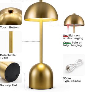 Lámpara de Mesa LED Inalámbrica de Metal Moderna con Control Táctil, Flexible, Cuidado de la Vista, Brillo y Temperatura de Color Ajustables - Product Image 2