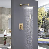 Pommeau de douche pluie noir mat à affichage numérique LED mitigeur dissimulé chaud et froid Kit de robinet de salle de bain en laiton
