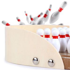 Premium Wood Home Office <b>Desk</b> Tabletop Toys Stress Relief Toy Wooden <b>Mini</b> Bowling Game - Product Image 3