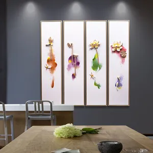 Toptan İskandinav ev dekor duvar sanat resmi çerçeve dekoratif Modern 3d Lotus çiçek boyama