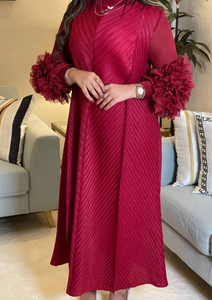 Miyake Đầm nữ thường ngày XẾP LI Chất lượng cao dáng rộng co giãn in ngoại cỡ lớn thời trang phong cách phương Tây cho người lớn mùa xuân - Product Image 5