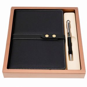 Wholesale Custom Corporate Hardcover Leather A5 Diary <b>Notebook</b> Gift <b>Sets</b> with <b>Pen</b> - Product Image 1