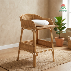 Cuna de ratán Nhat Minh con cambiador para bebés de 0 a 3 años, estilo rústico, cama para niños - Product Image 3