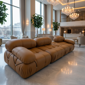 Sofá Modular en Forma de L Convertible Moderno de Tela con Tres Asientos y Relleno de Esponja - Product Image 1