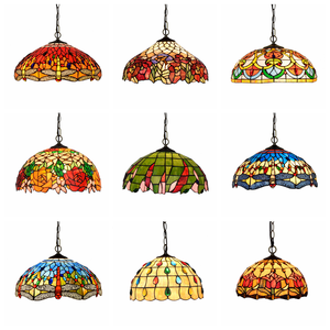 Lampadari <span class=keywords><strong>e</strong></span> <span class=keywords><strong>Lampade</strong></span> a Sospensione Retrò per Cucina, Design Moderno in Vetro Colorato, Lampada a Sospensione LED Tiffany per Sala <span class=keywords><strong>e</strong></span> Ristorante - Product Image 3
