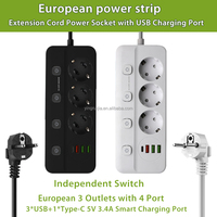 Stop Kontak Listrik Eropa Harga Pabrik, 3 Soket dengan Port USB A dan USB C, Stop Kontak Multi Saklar Colokan EU