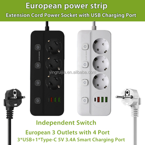 Nhà Máy Giá cá nhân thiết bị chuyển mạch Châu Âu Dải điện, 3 ổ cắm với <span class=keywords><strong>USB</strong></span> Một và <span class=keywords><strong>USB</strong></span> C Cổng, đa chuyển đổi EU cắm bảng điện - Product Image 2