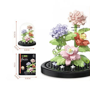 Kit de construction de fleurs en blocs DIY avec dôme anti-poussière, décoration d'espace <span class=keywords><strong>zen</strong></span>, modèle de micro-paysage créatif, ornement pour la maison ou le bureau - Product Image 5