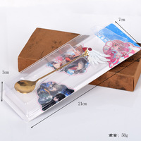 Cuillère à café en acier inoxydable avec baguette magique pour fille Kawaii Cuillère à carte dorée SAKURA