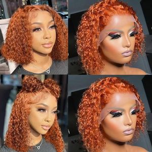 Fournisseur en gros de perruques en cheveux vietnamiens naturels, perruque longue à double trame 13x4 en cheveux humains, vague profonde, orange bouclé, sans colle, perruque en dentelle HD - Product Image 6
