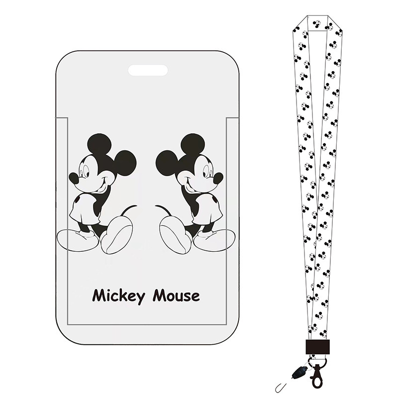 Lovely Cartoon Mickey Minnie Lanyards Card Holder Promotional Gift ID Badge Plastic Card Case Student Anti-Lost Lanyard Custom Image 2