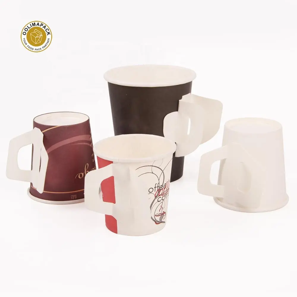 PLA biodegradable Custom Printed 4oz takeaway disposable single wall coffee paper cup with handle