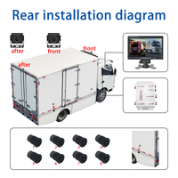 Sistema de Sensor de aparcamiento de autobús y camión personalizado, zumbador AHD, Monitor IPS de 7 pulgadas, 720P, 2 cámaras, 8 sensores, cámara de marcha atrás con pantalla