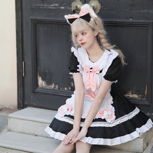 Vestido <span class=keywords><strong>de</strong></span> sirvienta original en blanco y negro, lindo estilo Lolita, uniforme <span class=keywords><strong>de</strong></span> cafetería, <span class=keywords><strong>para</strong></span> mujer, talla <span class=keywords><strong>grande</strong></span> - Product Image 2