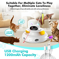 Jouet interactif pour chat 4 en 1, automatique, rechargeable par USB, avec fonction de chatouillage électrique à 360° °   Pointeur laser rotatif avec balles de suivi et baguette à plumes