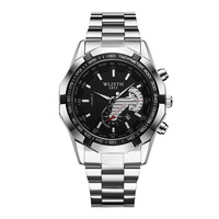 WLISTH1853 Montre classique avec calendrier et date pour hommes, veilleuse, grand cadran, montre à quartz, bracelet en acier inoxydable, montre de luxe