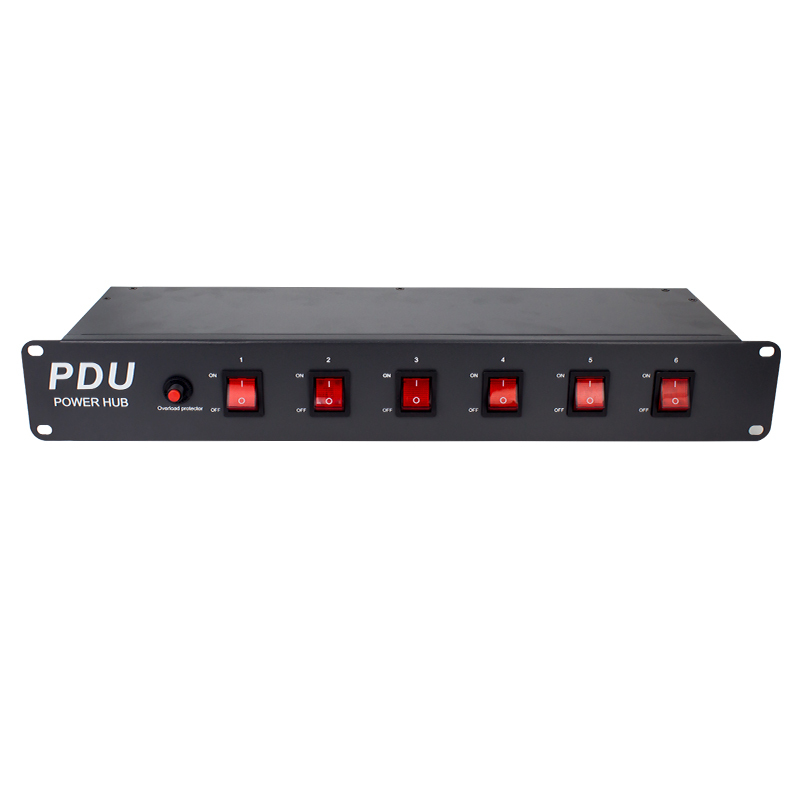 Центро 6 розеток, 2U, AC100-240V 15A, настольный черный блок распределения питания с креплением на стойку