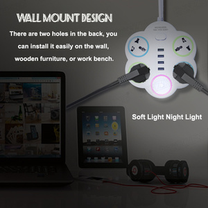 Nhà Máy Bán buôn mở rộng dây điện dải <span class=keywords><strong>4</strong></span> AC ổ cắm <span class=keywords><strong>4</strong></span> cổng phổ điện mở rộng ổ cắm với ánh sáng ban đêm - Product Image 6