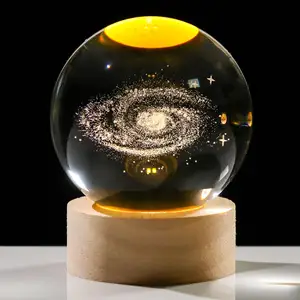 Оптовая Продажа с фабрики, Галактический хрустальный шар, 3d лазерная гравировка, Ночной свет, хрустальный шар