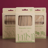 Bambus Biodégradable Eco Friendly Vintage Bois Cuillère Fourchette Couteau Couverts Couverts Jetables en Bois pour Nourriture
