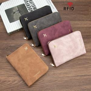 Nouveau daim PU cuir fermeture éclair voyage portefeuille <span class=keywords><strong>passeport</strong></span> couverture, unisexe grande capacité RFID protégé porte-carte étui, porte-<span class=keywords><strong>passeport</strong></span> - Product Image 3