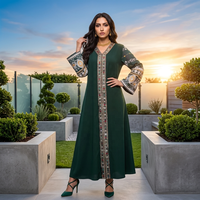 Abaya musulmane à faible MOQ, robe longue ample brodée de sequins, manches longues, caftan arabe décontracté pour femme, grandes tailles, toutes saisons