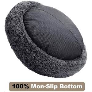 Cama de felpa de lujo para perros, lavable, extraíble, mediana, personalizada, redonda, ecológica, impermeable, de piel sintética, 80cm - Product Image 4