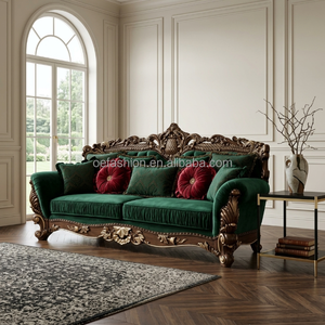 Canapé en velours sculpté de luxe prêt à l'emploi pour palais, villas, halls d'hôtels et projets FF&E classiques - Product Image 1