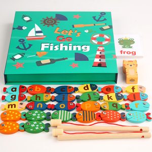 Puzzle ABC per l'ordinamento dei colori e l'apprendimento dell'alfabeto, gioco di pesca magnetico in legno <span class=keywords><strong>con</strong></span> 26 pezzi di <span class=keywords><strong>pesci</strong></span> magnetici in legno inclusi - Product Image 2