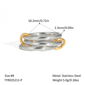 Bague en acier inoxydable plaquée or 14 carats élégante et unique pour femmes, cercle d'empilage moderne et étanche, durable et non allergène de qualité supérieure - Product Image 4