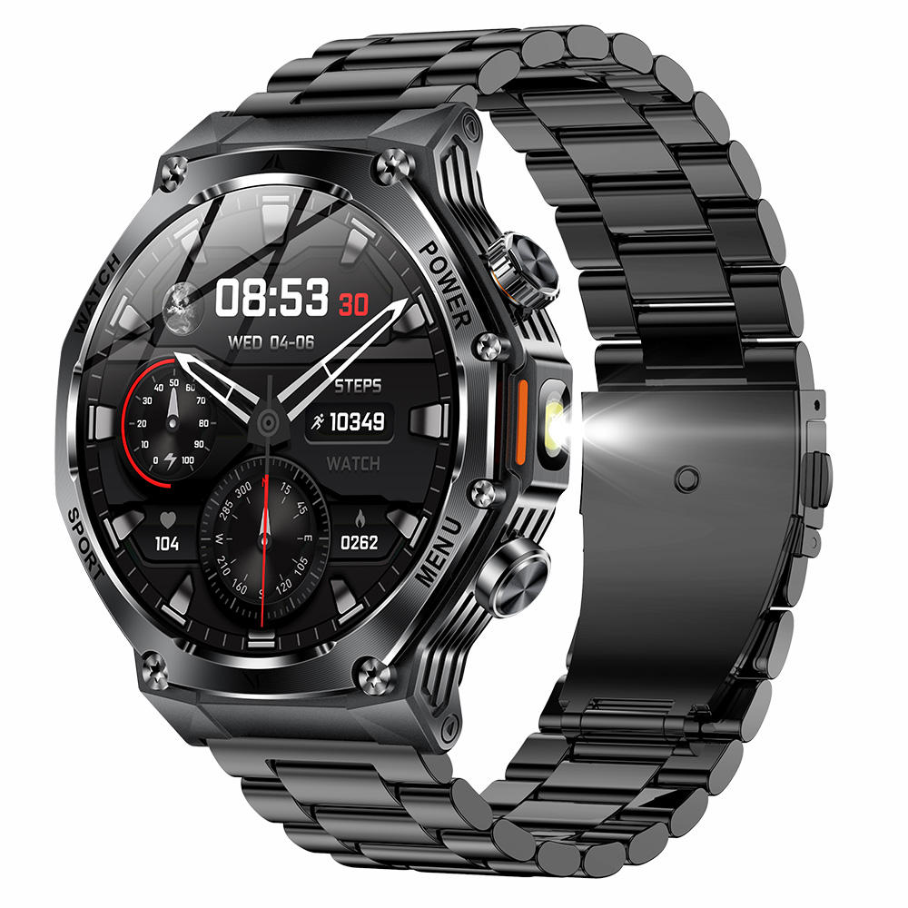 2026 AK82 Smartwatch 1.8inch Screen BT Call Heart Rate Blood Oxygen IP68 Waterproof Outdoor Sports Smart Watch with Flashlight