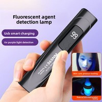 Lampe torche UV 365nm Détecteur de billets Agent fluorescent Lampe de détection violette LED portable Alimentée par piles à pression manuelle
