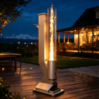 Réchaud de terrasse portable en acier inoxydable à granulés de bois, allumage rapide, flamme puissante, tube en verre, type fusée, pour jardin et cour intérieurs chaleureux