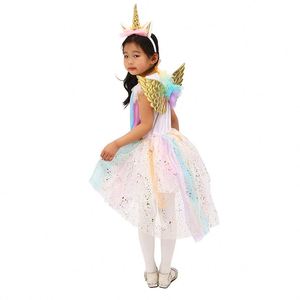 Nouvelle Arrivée MS 2026 : Ensemble Robe et Perruque Licorne pour Filles – Costume de Performance Princesse pour Halloween - Product Image 2