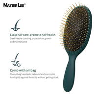 Brosse à cheveux ovale en ABS avec logo personnalisé, massage du cuir chevelu, finition mate douce, brosse à cheveux en métal plaqué or, trois couleurs