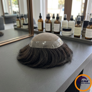 Prothèse capillaire mono pour hommes en cheveux humains indiens non-Remy, base monofilament transparente, système de remplacement capillaire noir mélangé à cheveux longs, sans colle, OEM - Product Image 2