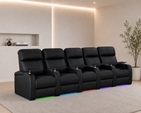 Canapé inclinable moderne cinq places en cuir véritable avec structure en bois, rembourrage en mousse à mémoire de forme, extensible, multifonctionnel et réglable