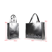 Sac Fourre-Tout de Shopping Recyclable en Tissu Non-Tissé Métallisé Stratifié Personnalisé Imprimé Argent/Or