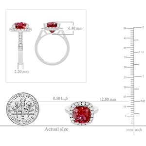 SGARIT custom Women 14K Gold <b>Cushion</b> cut Ruby Engagement <b>Ring</b> Pave Setting Classic Style halo 3ct diamond LAB Jewelry - Product Image 2