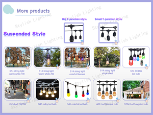 Guirnalda de <span class=keywords><strong>Luces</strong></span> LED E27 IP65 Impermeable para Patio, Jardín, Bodas, Campamentos, Decoración <span class=keywords><strong>Exterior</strong></span>, Bombilla S14, 10m 48 pies - Product Image 6