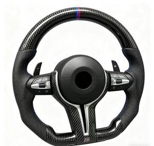 Venta caliente para <span class=keywords><strong>BMW</strong></span> Serie 3 F10 F30 F90 F01 F12 M3 M6 E90 Z4 <span class=keywords><strong>X1</strong></span> X6 Volante de coche de cuero perforado de fibra de carbono para M4 - Product Image 2