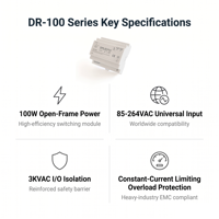 Alimentation industrielle sur rail DIN DR-100-24 100W 24V 4.2A, convertisseur universel AC/DC en forme de marche pour contrôle PLC d'automatisation