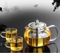 Théière en verre à haute teneur en borosilicate de 650ml/950ml/1300ml à faible quantité minimale de commande en stock avec couvercle et filtre en acier inoxydable