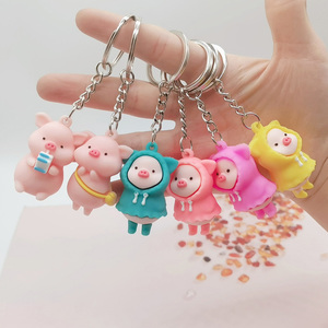 Dihua OEM Custom 5cm Cartoon Cute 3D Soft PVC Fashion Jungle Animal Models Pig Figure for Kids - Product Image 5