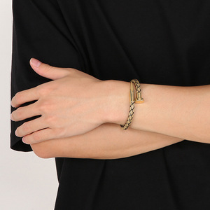 Luxe gevlochten echt lederen heren armband met roestvrijstalen magneetsluiting, lederen gevlochten ketting armband sieraden voor heren - Product Image 6