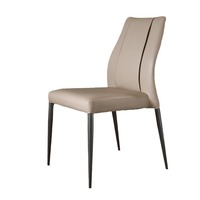 Chaise de salle à manger moderne minimaliste avec structure métallique, revêtement en cuir, empilable, coussin en éponge haute résilience pour la maison, l'hôtel, le hall