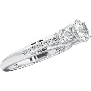 Anillo de Compromiso Trilogía con Diamante Cultivado en Laboratorio de 2.00 Quilates, Corte Redondo, Engaste de Puntas, Talla 10.5, Hecho en Oro Sólido, Calidad FG/VS, Marca KEEVA JEWELS - Product Image 6